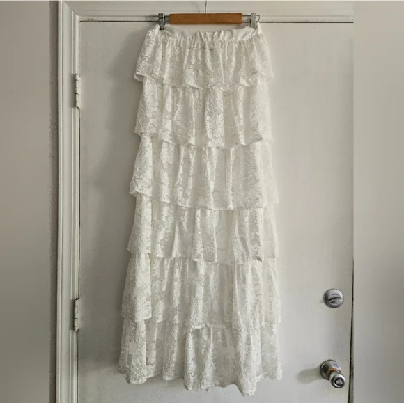 New Beach Riot Women's Ruffle Lace Maxi Skirt - Picture 4 of 6